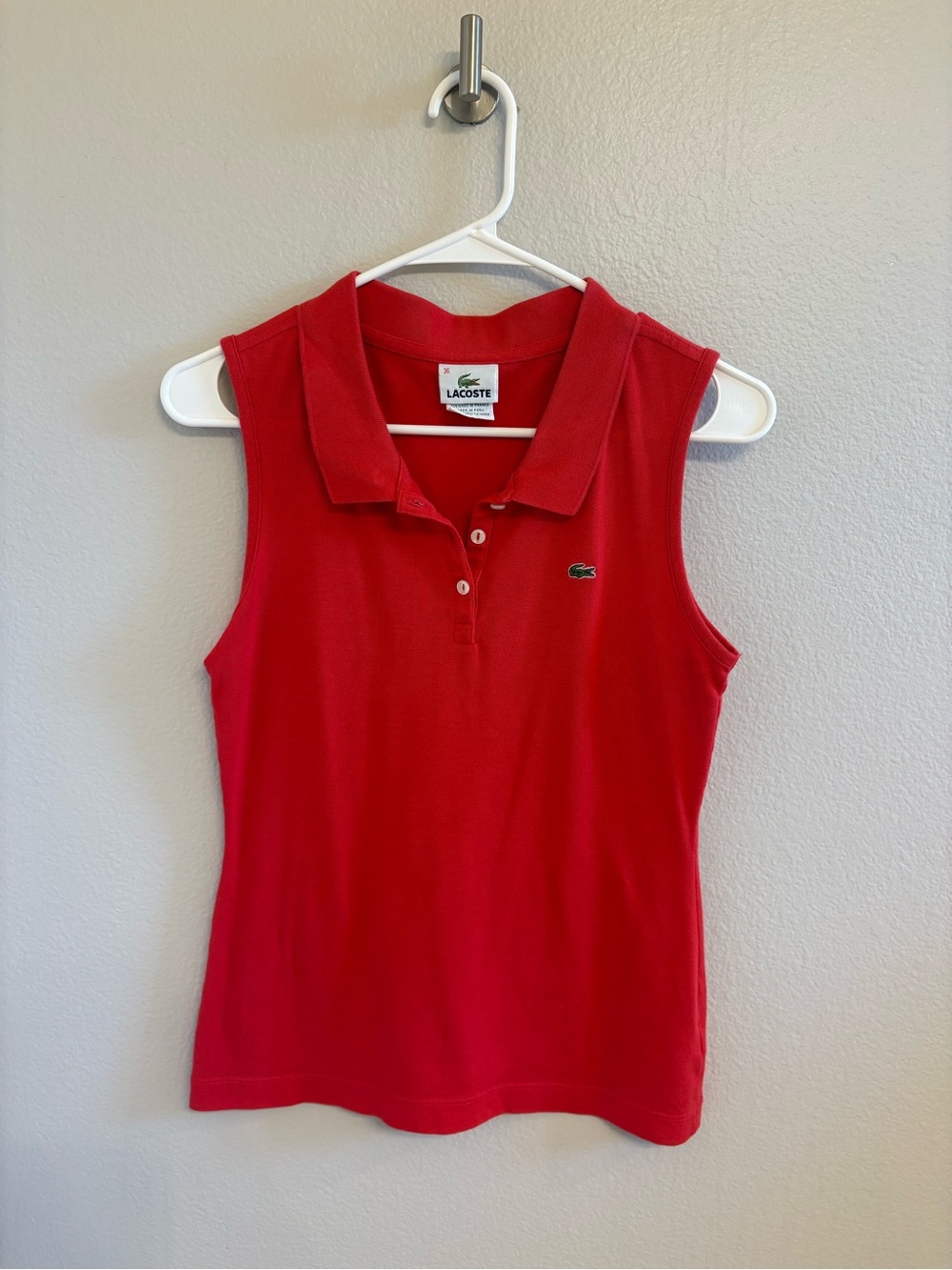 Lacoste Sleeveless Polo Tank in Bright Red